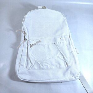 NWT White Cotton Canvas Backpack with Side Pockets